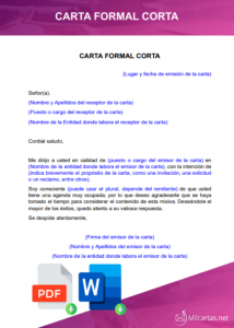 Formato de Carta formal corta para Descargar » Word Gratis